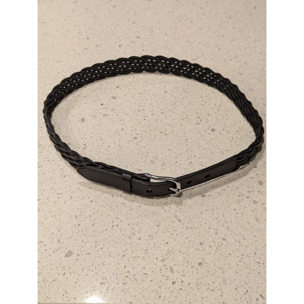 Polo Ralph Lauren Braided Woven  Leather Belt‎ Black Size 29 - 33 EUC